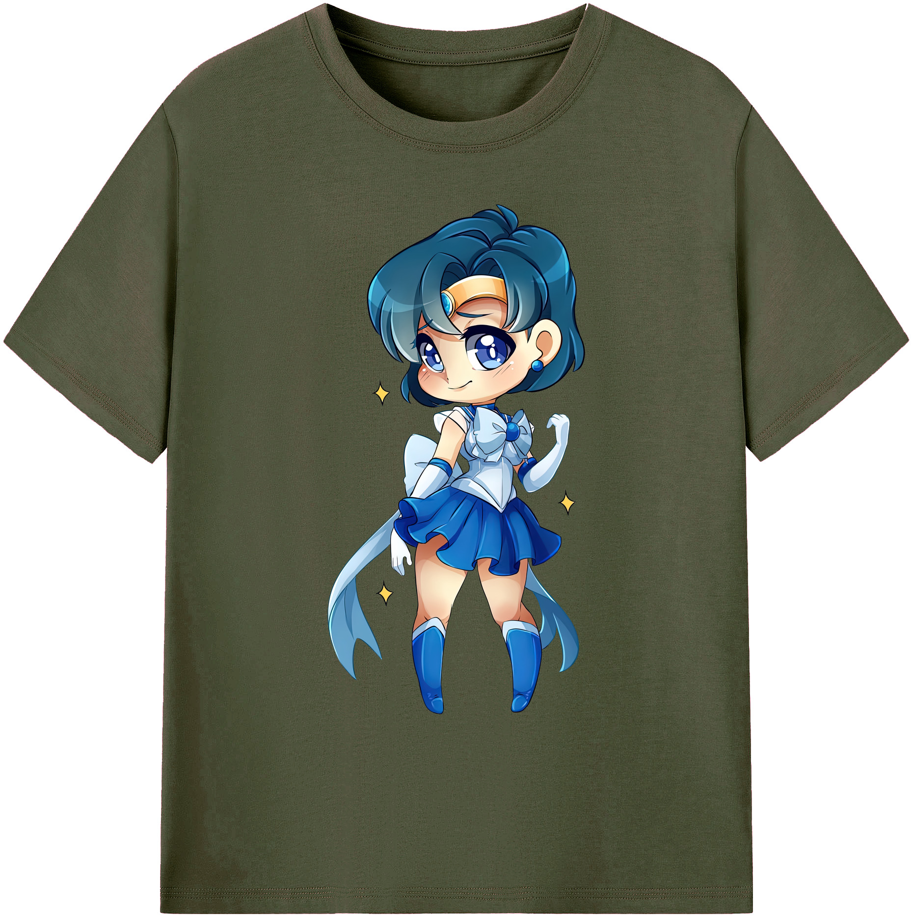 （画像用） 美少女戦士セーラームーン 水野 亜美 みずの あみ Sailor Moon Mizuno Ami 綿100％ メンズ半袖Tシャツ｜肌触りやわらか＆通気性